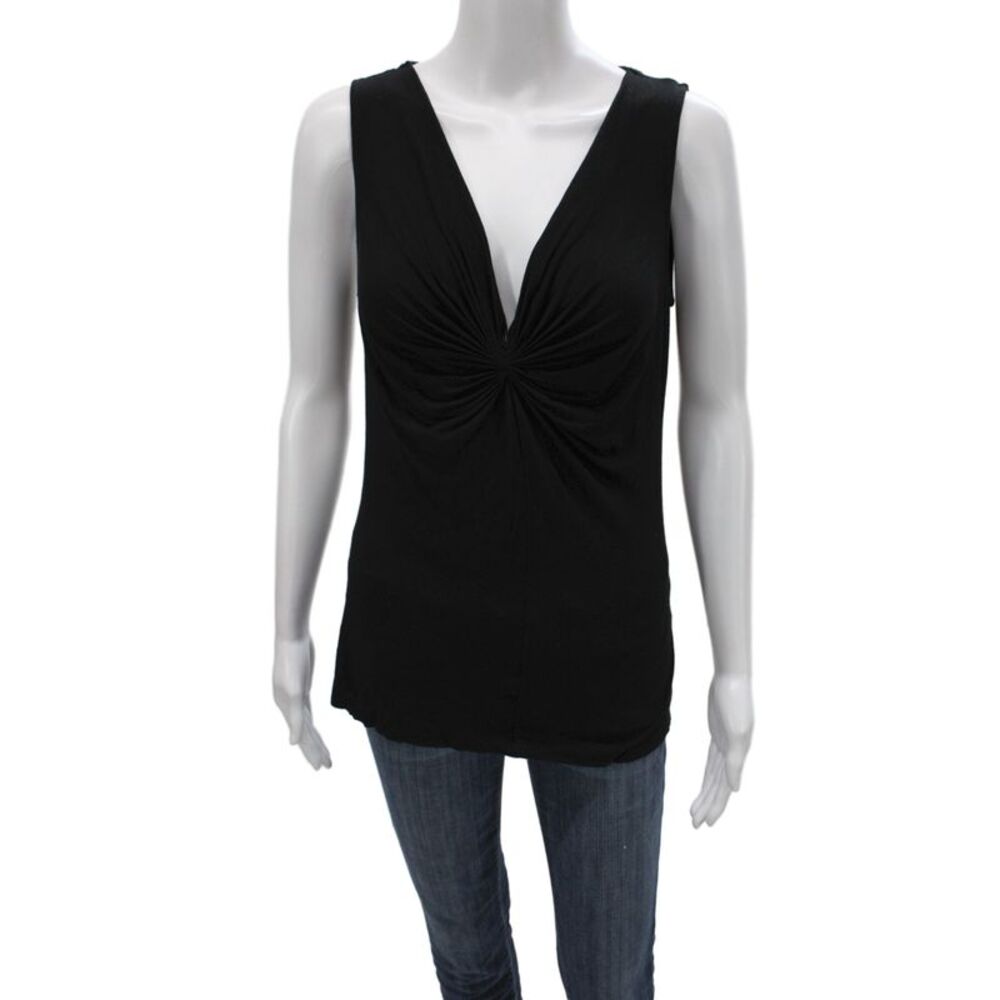 Velvet Womens Jersey Tank Black V Neck Sleeveless Rayon Size M